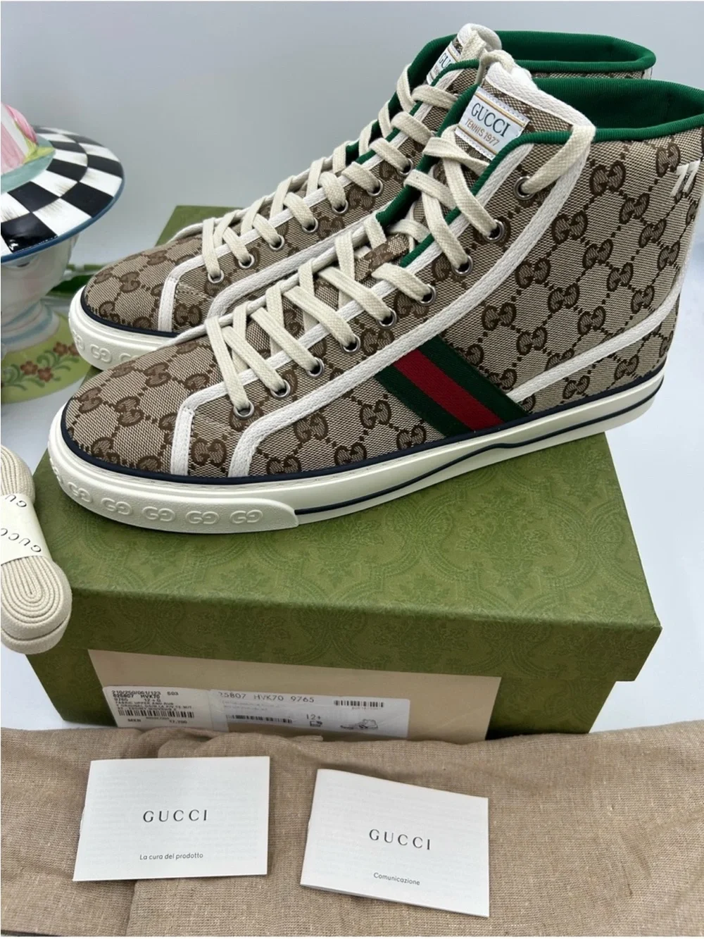Men’s Gucci tennis 1977GG monogram canvas sneakers size 12.5 fits 13 US